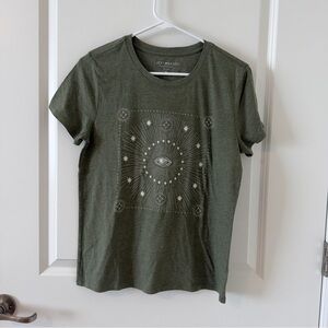 Lucky Brand Mystic Eye Graphic Tee Shirt Olive Green Size Medium NWOT